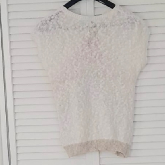 vintage anne klein sadimara hand knit in Italy linen cotton beige rust tan creme - Picture 2 of 3